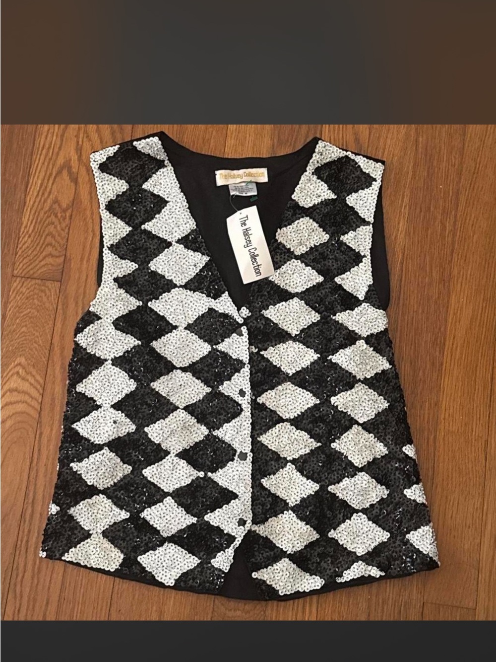 Vintage Black & White Sequin Vest